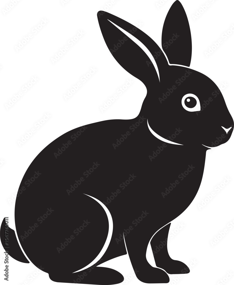 Fototapeta premium Rabbit black silhouette vector art