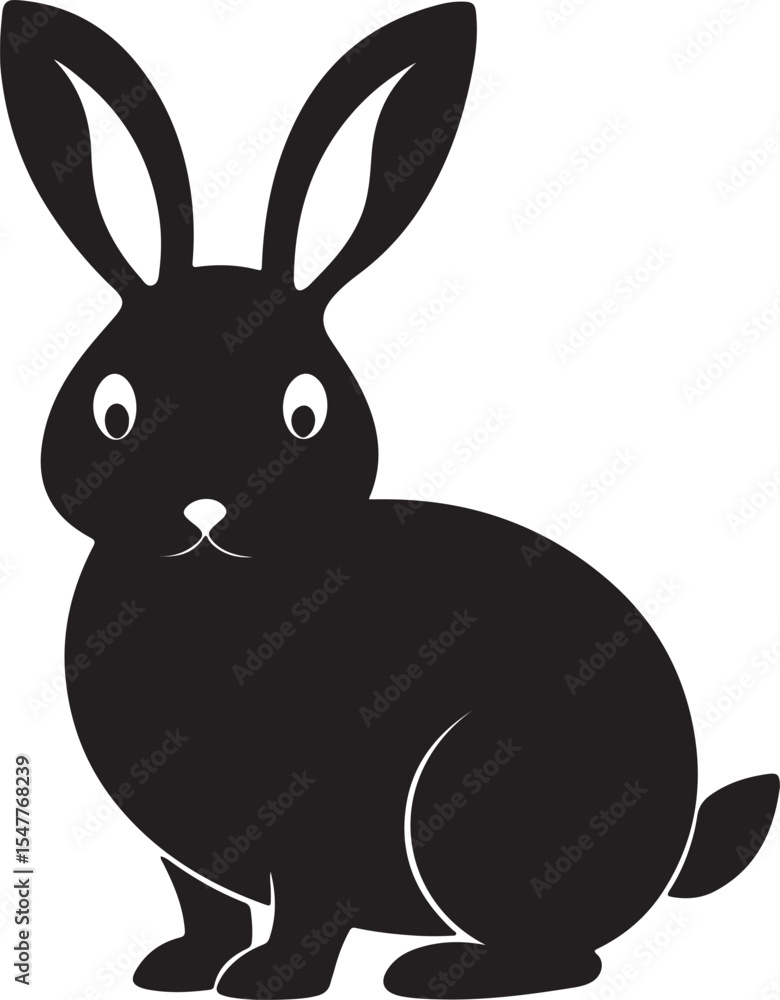 Fototapeta premium Rabbit black silhouette vector art