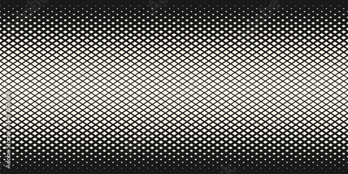 Wallpaper Mural Vector halftone geometric seamless pattern with diamond grid, mesh, lattice, rhombuses. Abstract black and white background texture with gradient transition effect. Repeated design for decor, print Torontodigital.ca