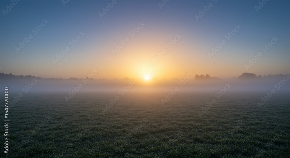 Fototapeta premium Sunrise over misty field