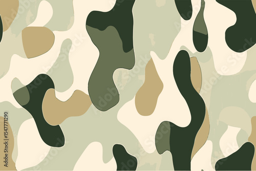 A flat vector background pattern of army camouflage in olive green and beige, designed for military or outdoor fashion use.