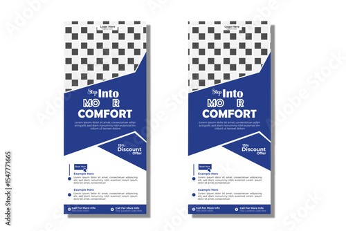 Blue Roll Up Layoy with simple Elements