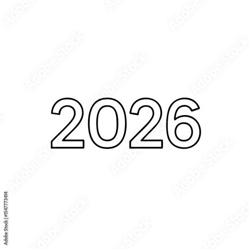 Number 2026 in outline style for New Year