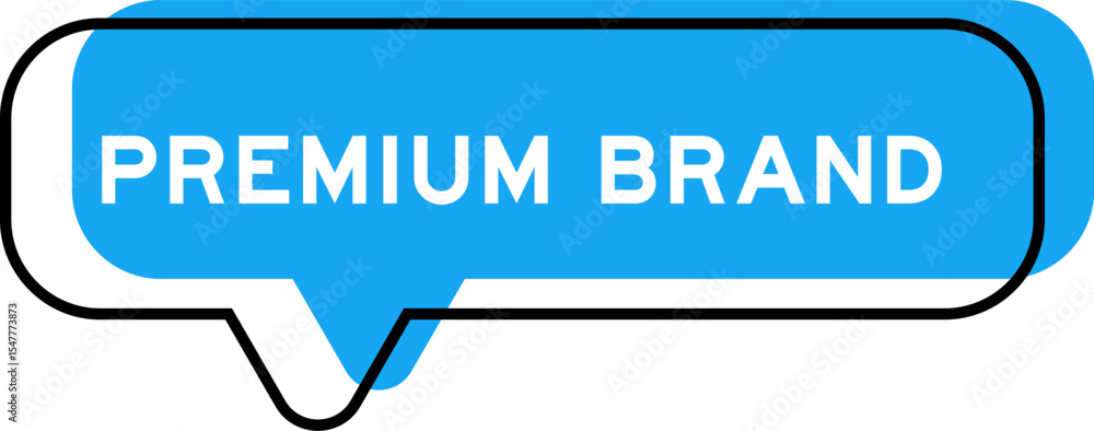 Speech banner and blue shade with word premium brand on white background Speech banner and blue shade with word premium brand on white background