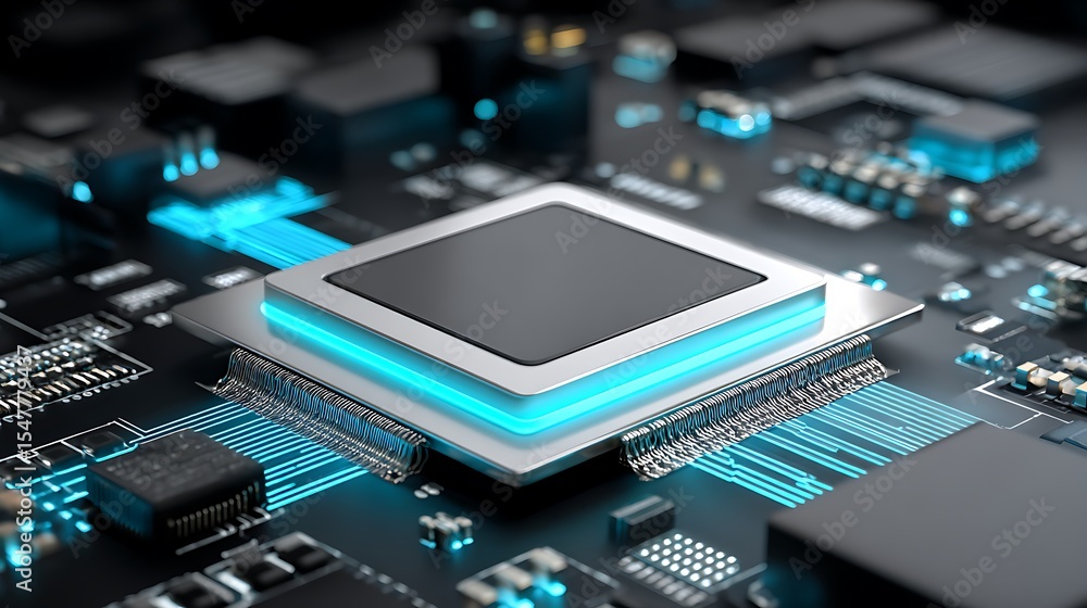 Advanced computer chip on circuit board Advanced computer chip on circuit board