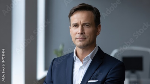 Wallpaper Mural A man in a suit stands confidently in a modern office setting. Torontodigital.ca