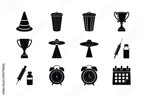 Compilation of miscellaneous vector icon graphics Silhouette Vector illustration