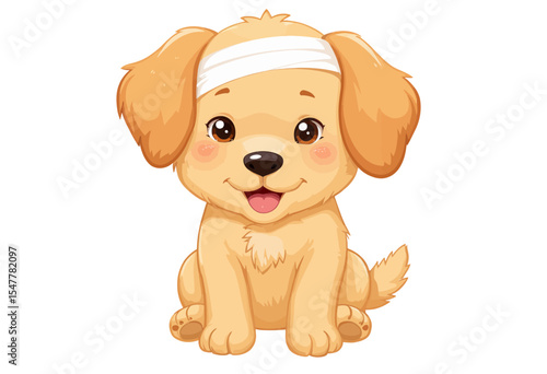 Wallpaper Mural Cute cartoon puppy sitting with a headband and smiling happily   Torontodigital.ca