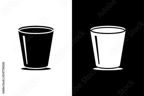 black and white Waste Basket icon Silhouette vector