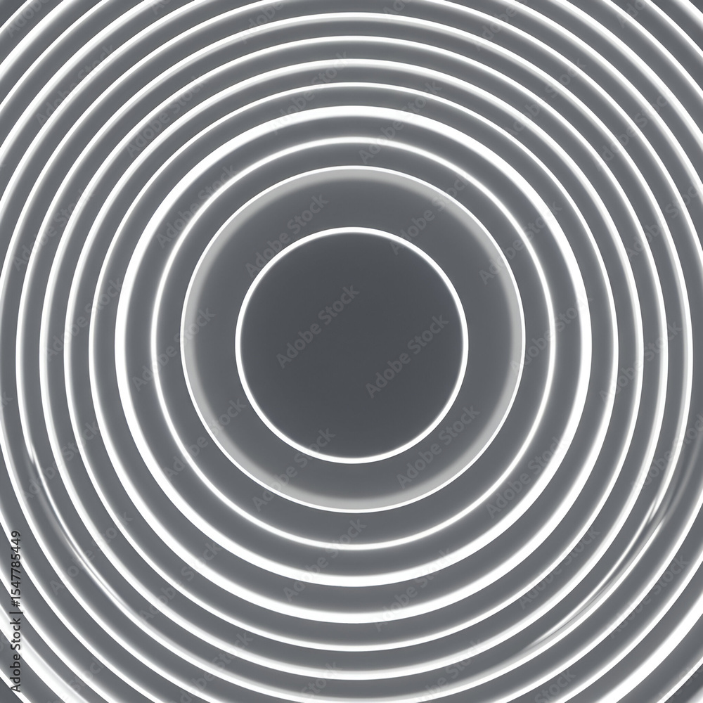 Fototapeta premium Abstract concentric circles in a grayscale color scheme. Concentric circles create depth and perspective with a neutral color palette. Abstract design with a neutral color palette.