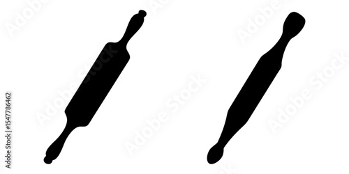 Set of wooden rolling full black silhouette vector illustration design