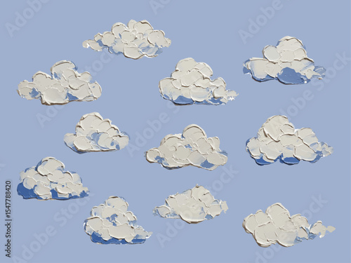 Oil painting style vector  / 油絵テイストの雲イラスト