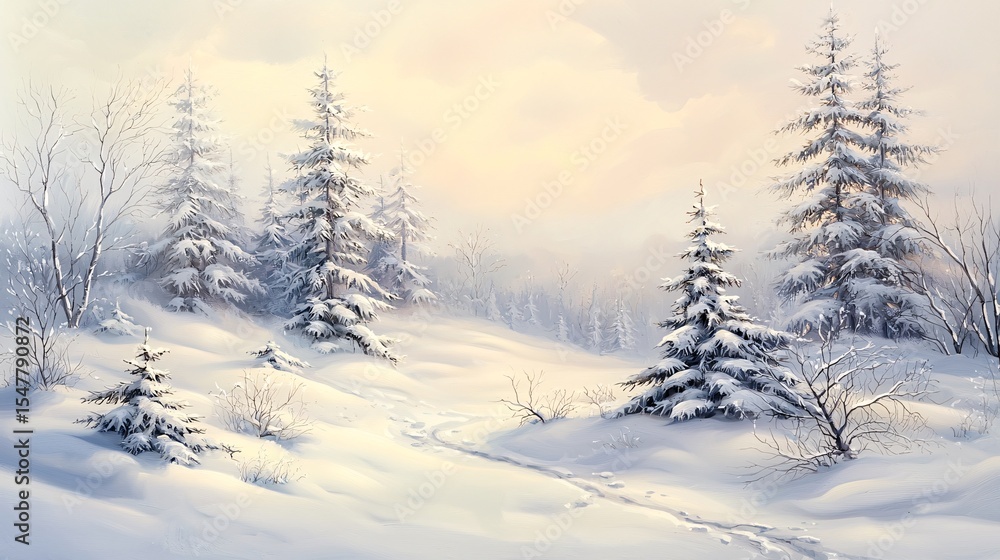 Fototapeta premium Pine trees in the snow