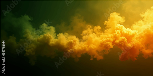 An abstract pattern of smoke and flames in shades of yellow and green produces a dark, flaming background with a burning motion design.