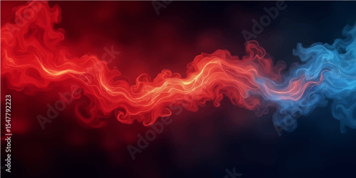 Abstract red light blue smoke and flame patterns create a dark, fiery background with a burning motion design.
