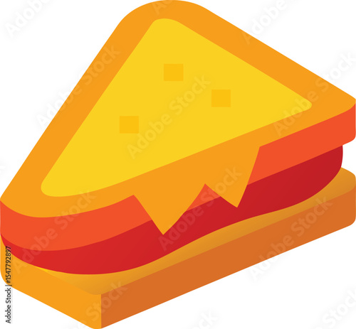 Flat Style Grilled Cheese Sandwich Vector Art