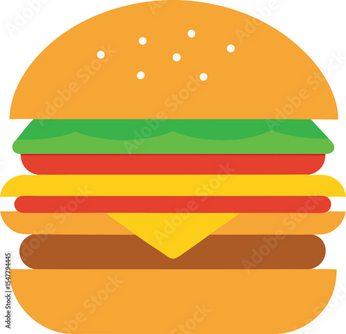 Flat Style Double Cheeseburger Vector Art