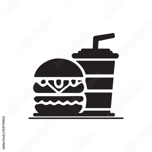 Fast food icon, Silhouette flat design on white background, Vector illustration
