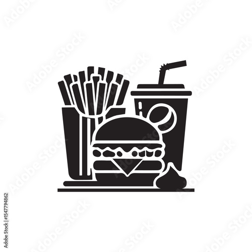 Fast food icon, Silhouette flat design on white background, Vector illustration