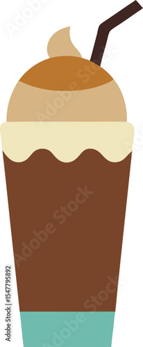 Flat Style Chocolate Milkshake Vector Art