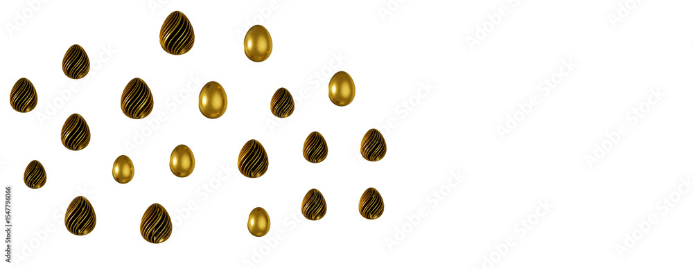 golden and silver eggs isolated on white background with shadow. Easter eggs golden and silver eggs isolated on white background with shadow. Easter eggs