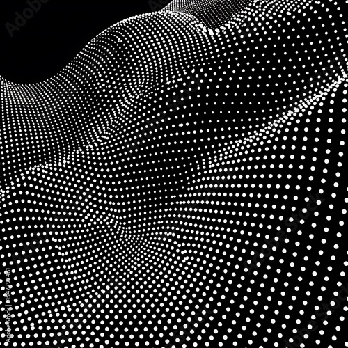 Dynamic Black-and-White Dotted Wave Pattern