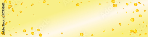 European Union Euro coins falling. Scattered gold