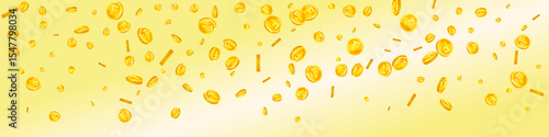 Swiss franc coins falling. Gold scattered CHF
