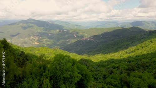 Aerial View of Ligurian Hills from Pizzo Evigno, Italy