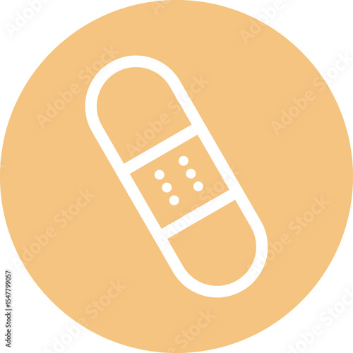 Circular Bandage Icon in Flat Orange Design