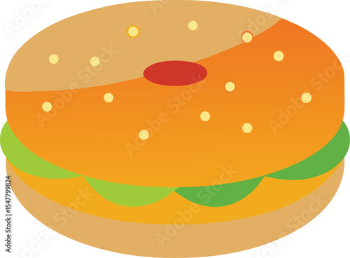 Flat Style Bagel Sandwich Back Vector Art