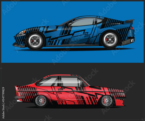Custom Race Car Wraps Designs Blue and Red