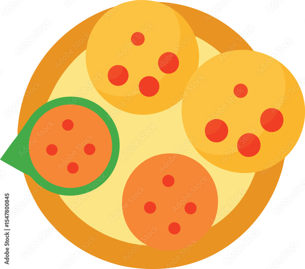 Obraz premium Flat Style Mini Pizza Bites Ba Vector Art