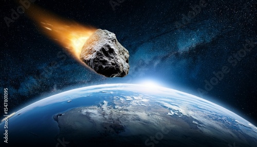 asteroid approaching earth space background potential impact