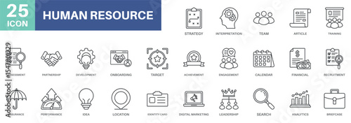 human resource pack concept design icons set collections, simple style design inspiration for any interface and purpose suitable for symbols and more