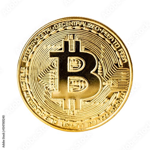 Wallpaper Mural Close up golden coin with bitcoin symbol isolated on white background with clipping path. Ai Generated Images Torontodigital.ca