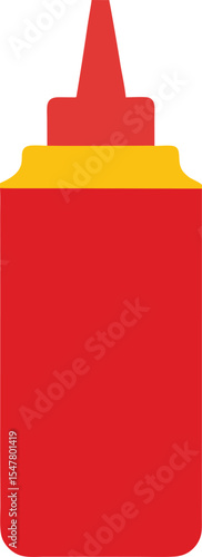 Flat Style Ketchup Bottle Back Vector Art