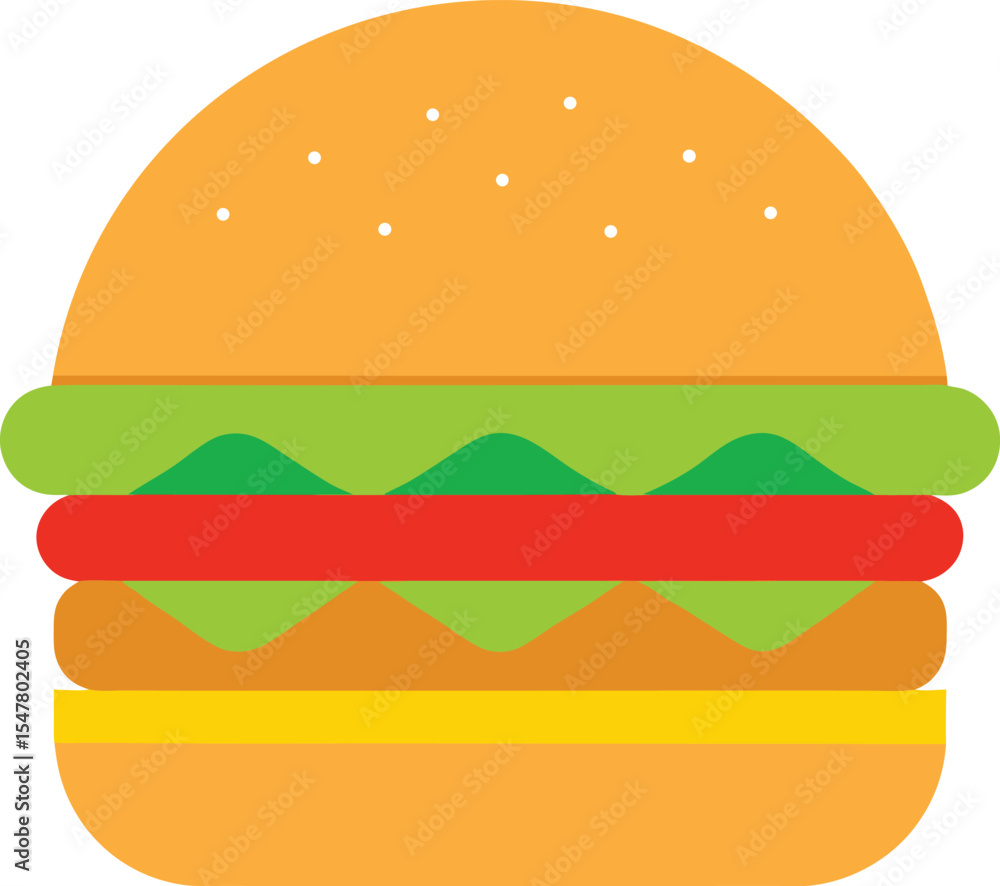Flat Style Veggie Burger Backg Vector Art Flat Style Veggie Burger Backg Vector Art