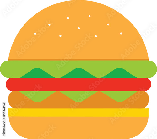 Flat Style Veggie Burger Backg Vector Art