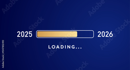 2026 loading bar, gold New Year countdown progress bar