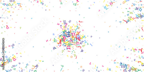 Falling letters of English language. Colorful