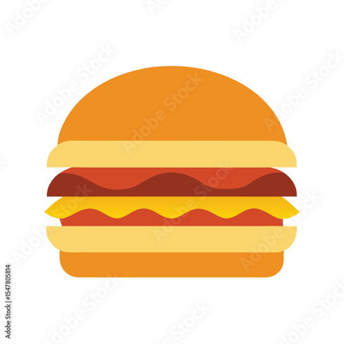 Flat Style Bacon Cheeseburger Vector Art
