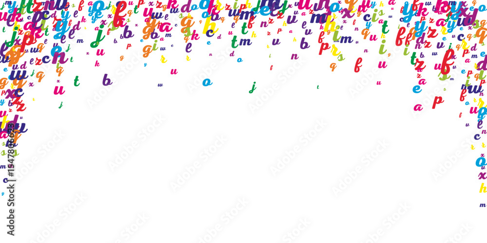 Fototapeta premium Flying latin letters. Colorful childish scattered