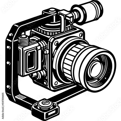 Vintage camera isolated on white background for photography equipment