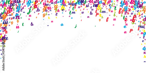 Flying latin letters. Colorful childish scattered