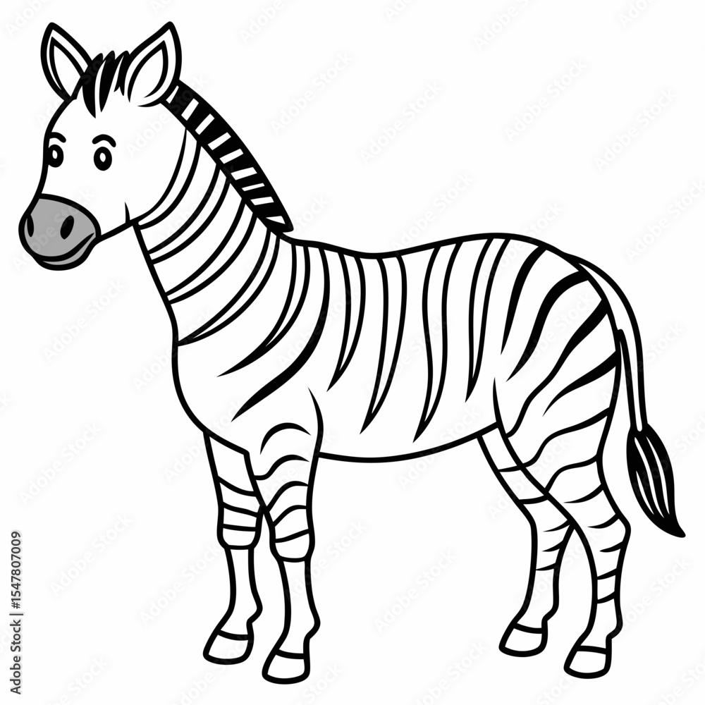 Fototapeta premium Cartoon zebra standing isolated on white background