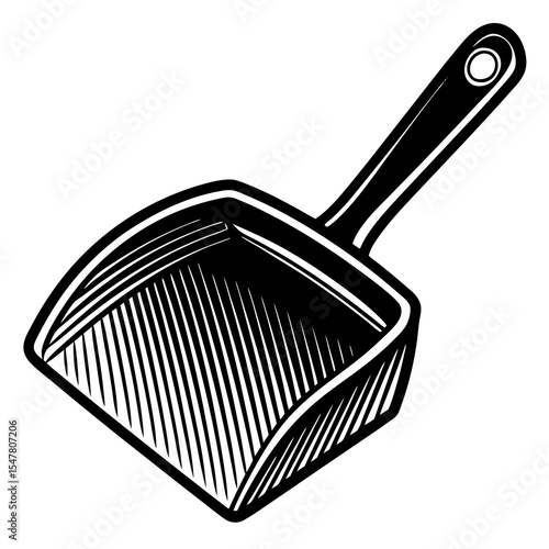 Black and white dustpan isolated on white background