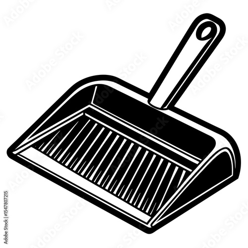 Black and white dustpan for cleaning isolated on white background