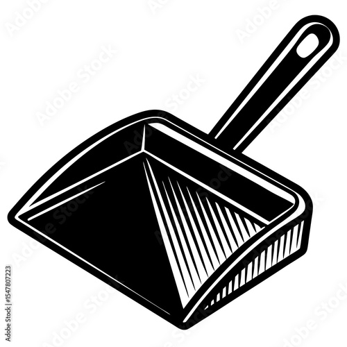Black and white dustpan isolated on white background