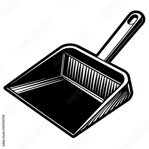 Black and white dustpan isolated on white background